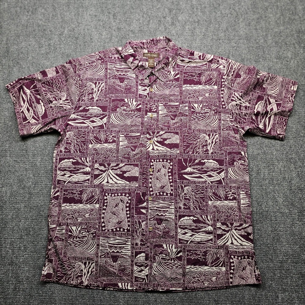 Cooke Street Hawaiian Islands Mens XXL Purple Cotton Aloha Shirt NWT